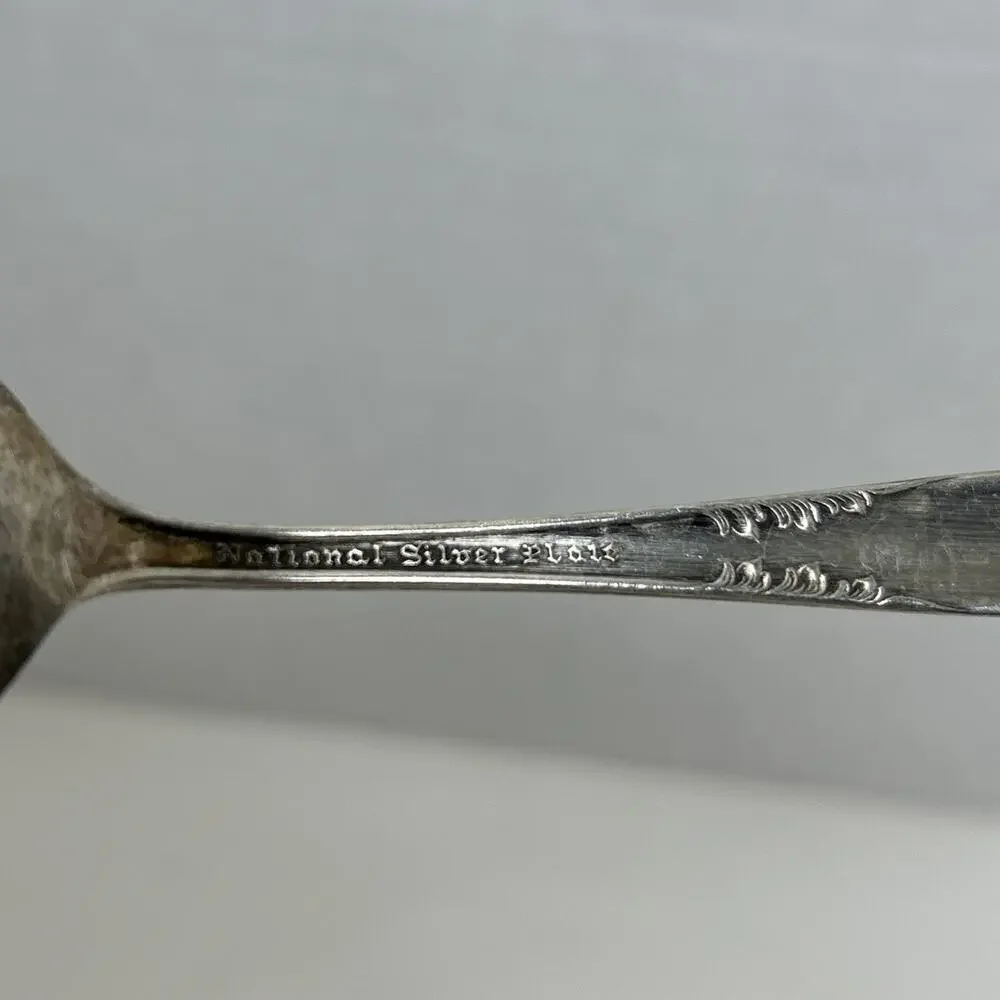 National Silver Silverplate Bonbon, Nut, Olive Pierced Spoon King Edward Pattern